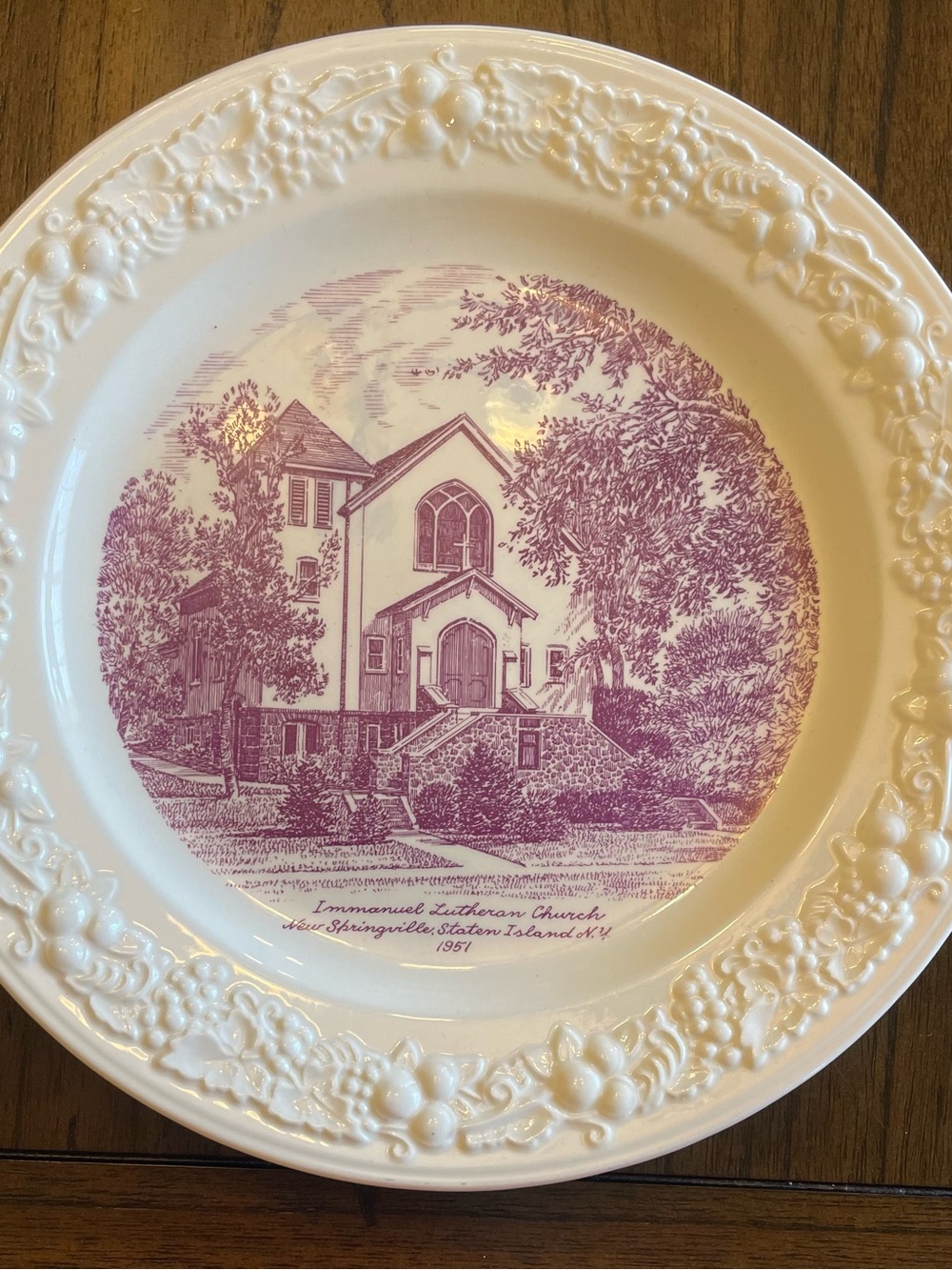 1951 Immanuel Lutheran Church NY Commemorative Plate
